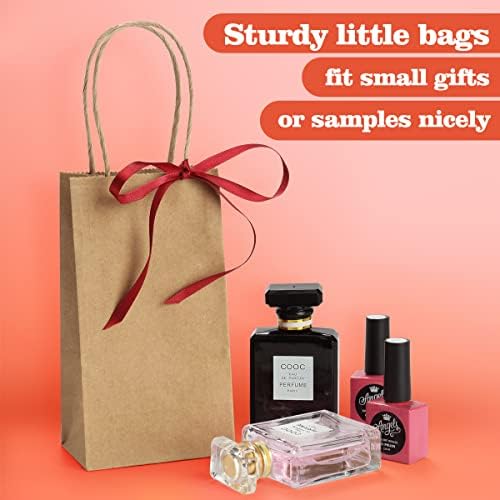 BagDream Small Brown Gift Bags with Handles Bulk 100 Pack 3.5x2.4x6.7 Inch - Image 5