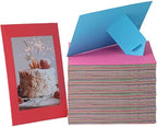 200 Pack Standing Paper Picture Frames 4x6,Cardboard Photo Frame with Easel,Paper Photo Frame Cards,Gallery Frames Bulk For Back to School Teacher Appreciation Wedding Birthday Classroom Craft DIY,Rainbow by Litpoetic