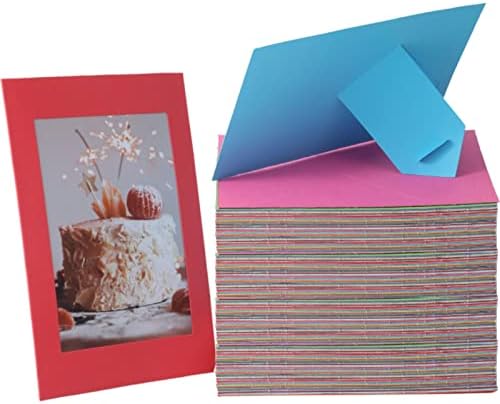 200 Pack Standing Paper Picture Frames 4x6,Cardboard Photo Frame with Easel,Paper Photo Frame Cards,Gallery Frames Bulk For Back to School Teacher Appreciation Wedding Birthday Classroom Craft DIY,Rainbow by Litpoetic