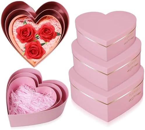 Glenmal 3 Pcs Heart Shaped Gift Boxes with Lids,Pink by Glenmal