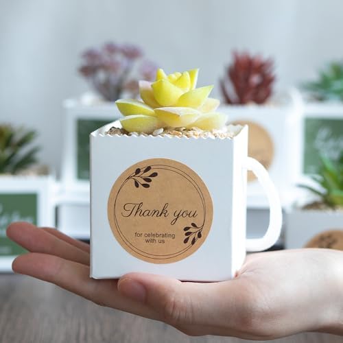 Temlum 2.5 Inch Succulent Wrap Bags (Fits 2.5″ Pots) with Thank You & Let Love Grow Stickers, Small Gift Box for Wedding, Baby Shower, Succulent Party Favors for Guests (White 100pcs) - Image 6