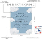 Andaz Press Personalized We Are On Cloud Nine Baby Shower Decorations, Dusty Blue On Cloud 9 Baby Shower Welcome Sign, Heaven Sent Decor, We Are Over the Moon Party Decorations, 16x20 Inch - Image 2