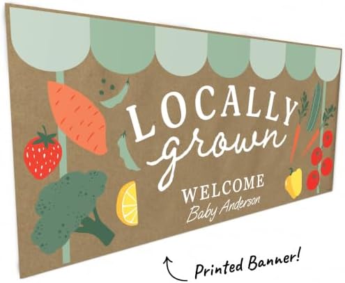 Big Dot of Happiness Personalized Locally Grown Kraft Paper Banner, Farmers Market Baby Shower Party Banner, Custom Name Printed Brown Paper Party Sign Decoration – 1 Count - Image 5