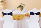 50 Pack Spandex Navy Blue Chair Sashes for Wedding Stretch Chair Bands with Buckles Universal Elastic Chair Ties Bows for Party Folding Chairs Celebration Ceremony Events Decorations - Image 2