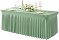 1 Pack Sage Green Spandex Tableclothes for 8 Foot Rectangle Tables, Wrinkle Free 8ft Fitted Table Cover Stretch Table Cloth Desk Skirt for Weddings Baby Shower Birthday Party Banquet Decorations by PartyTalk