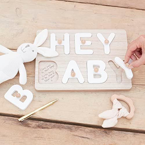 Ginger Ray Hello Baby Alternative Baby Shower Guest Book Wooden Puzzle by Ginger+Ray