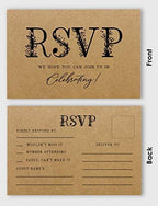 50 Blank RSVP Cards,RSVP Postcards No Envelopes Needed,Rustic Kraft Print Response Card,RSVP for Wedding,Baby Shower,Bridal Shower - Image 3