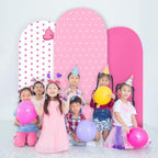 3Pcs Pink Arch Backdrop Cover Pink Stretchy Arch Backdrop Stand Cover Cartoon Cat Bow Spandex 4ft 5ft 6ft Background Covers Cute Spot Photos Prop Covers for Wedding Bridal Baby Shower Photo Decoration - Image 4