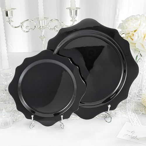 realluck 100Pcs Black Plastic Plates for 50 Guests - Image 4