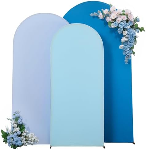 Gradient Blue Arch Backdrop Cover 7.2FT 6.6FT 6FT Arch Covers Stretchy Backdrop Set of 3, Party Arch Cover Spandex Fitted Under The Sea Fabric Arch Covers for Baby Shower Birthday Wedding Decoration - Image 5