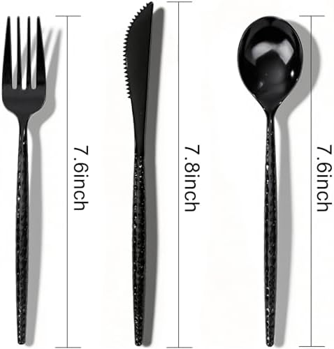 WILLIFE 300 Pcs Black Plastic Silverware, Plastic Silverware for Party - Image 2