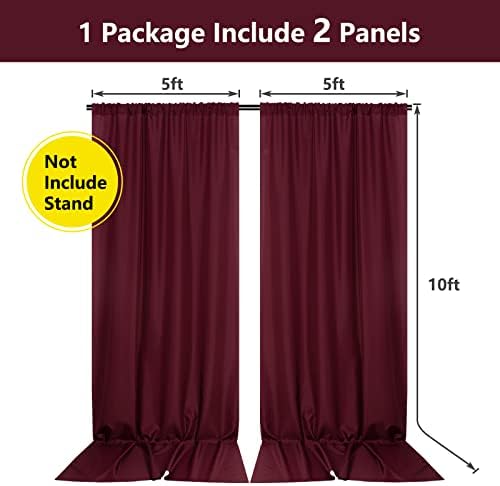 Burgundy Backdrop Curtains for Parties, Weddings, Stage, 10ft x 10ft, 2PCS - Image 2