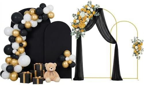 Arttown Arch Backdrop Stand Set, 7.2FT and 6FT, for Wedding Event Black by Arttown