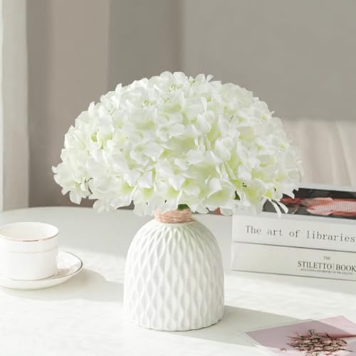 100 Pcs Faux White Hydrangea Artificial Flowers Bulk, Fake Silk Hydrangea Flowers Heads with Stems for Wedding Decorations Garden Party Baby Shower Porch Home Decor Table Centerpieces - Image 4