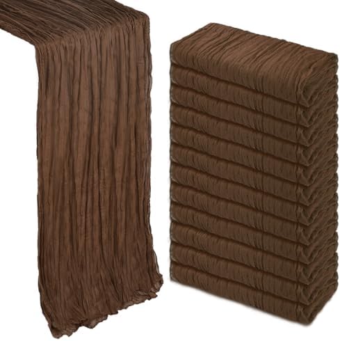 12 Pack 35 x 120 Inch Brown Table Runner Cheesecloth 10Ft by Heneger