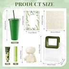 6 Sets Baby Shower Prizes for Game Winners Baby Shower Favors Include Plastic Tumblers Notepad Lip Balms Hand Creams Bear Bath Towels Gift Bags for Wedding Bridal Showers Game Gifts (Green) - Image 3