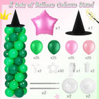 Lunmon Pink and Green Party Decorations Pink and Green Balloon Column Stand Kit, Star Witch Hat Balloon Set for Princess Witch Themed Birthday Party Baby Shower Trunk or Treat Decor Supplies - Image 2