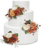 Rinlong 3Pcs Premade Cake Flowers, Burnt Orange Berry Wedding Cake Decor by RinlongFlower