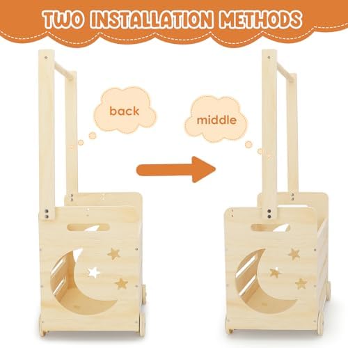 Wooden Baby Shower Crate Closet with Wheels, Pushable Gift Basket Storage - Image 4