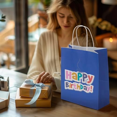 Toovip 100 Pack 8x4.75x10 Inch Medium Royal Blue Kraft Paper Bags with Handles Bulk, Gift Wrap Bags for Favor Grocery Retail Party Birthday Shopping Business Goody Craft Merchandise Take Out sacks - Image 6