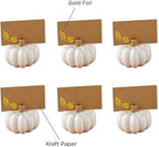 Kate Aspen 12PCS Place Card Holders (Place Cards Included), Table Number Holder for Weddings, White Pumpkin Photo Holder for Table Assignments at Bridal Showers or Anniversaries - Image 6