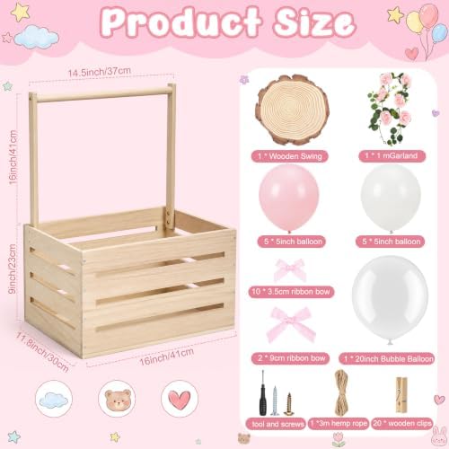 Novabright Wooden Baby Shower Crate Closet with Handle, Swing, Wood - Image 2