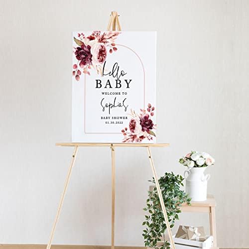 Andaz Press Custom Large Baby Shower Welcome Sign, 16" x 20", Boho Arch Florals Personalized Canvas Welcome Sign, Signage Gender-Neutral Canvas Sign for Baby Sprinkle, Fall Baby Shower Decorations - Image 2
