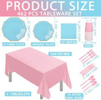 Nitial 462 Pcs Gender Reveal Party Supply Boy or Girl Pink and Blue Plates - Image 3