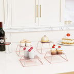 Dessert Table Risers Display Stands Food display Rose gold Metal Square Retail Pizza,Cupcake,Candy Stands Food Platter Tray,6x6 INCH,Set of 4 - Image 4