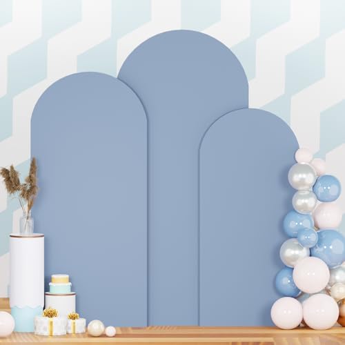 Set of 3 Wedding Arch Cover 6ft 6.6ft 7.2ft Dusty Blue Arch Cover Chiara Backdrop Cover Spandex Fitted Arch Stand Cover Balloon Arch Covers Stretchy Backdrop for Baby Shower Party Ceremony by PATYDEST