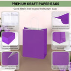 Mlyta 200 Pack 8x4.75x10 Inch Medium Purple Kraft Paper Gift Bags with Handles Bulk for Goodie Party Favor Brithday Grocery Shopping Business Wedding Retail Craft Treat To Go Return, Merchandise Sacks - Image 4