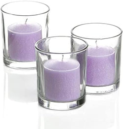 Set of 144 Richland Votive Candles Lavender Unscented and 144 Clear Glass Eastland Votive Holders by Richland