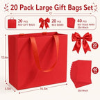 Catlovecorn 20 Pack Large Red Gift Bags, 16.5 x 5.5 x 12.6 In - Image 2