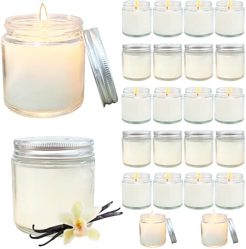 24 Pcs 4 Oz Mini Soy Candles,Vanilla Scented,Aromatherapy Candle,Bulk Candle Set，Great Stress Relieving Scented Candles for Girls as a Gift for Birthdays, Weddings and More! by Veiuwa