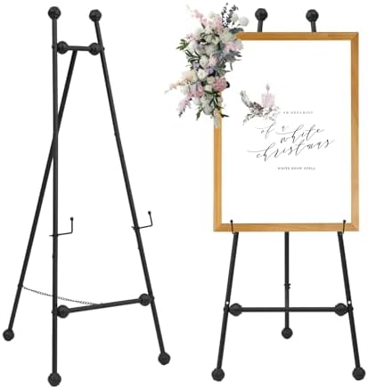 Heavy Duty Large Easel Stand for Mirror Display Wedding Sign(Black 47'') by HAOVON