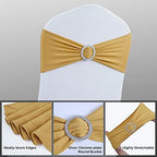 Babenest 100PCS Spandex Chair Sashes Bows for Wedding Party, Gold - Image 4
