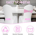 100PCS Spandex Stretch Chair Sashes Bows Universal Elastic Chair Cover Bands Ties with Buckle Slider for Wedding Party Birthday Reception Events Banquet Decoration(Pink) - Image 4