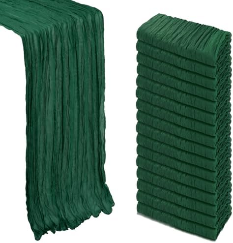 16 Pack 23 x 120 Inch Emerald Green Table Runner 10Ft Cheesecloth by Heneger
