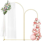 Wedding Arch Backdrop Stand Set of 2, Gold Metal, 7.3FT & 6FT by Fogein