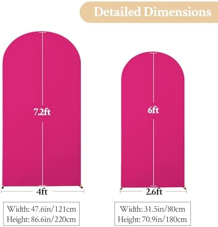 Hot Pink Arch Backdrop Cover 7.2FT 6FT Wedding Arch Covers Spandex Fitted Fabric Backdrop Curtains Double-Layer Wrinkle Free Arch Covers Stretchy Backdrop for Party Baby Shower Birthday Decoration - Image 6