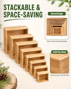 8 Pack Wooden Buffet Risers for Food Display, 8 Mini Sign - Image 4