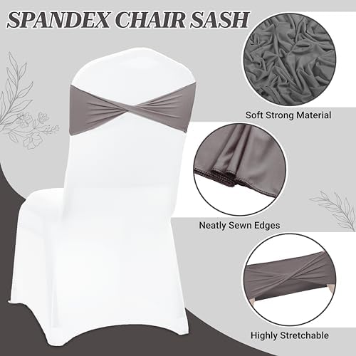 MDS Pack of 75 Spandex Chair Sashes Without Slider Buckles – Silver Gray - Image 3