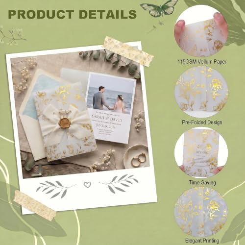 50 Pack Vellum Jackets for 5x7 Invitations - 130 GSM Pre-Folded - Image 5