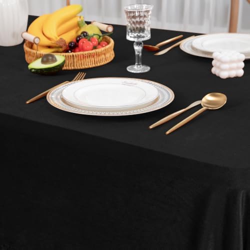 Black Velvet Ruffle Tablecloth, 60 x 120 Inch Rectangular - Image 3