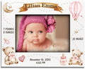 BELLA BUSTA-Personalize Baby Teddy Bear Birth Announcement Theme Picture Frame- Baby Shower, Birth Details Keepsake (Girl-Pink (5x7 Horizontal)) by BELLA+BUSTA