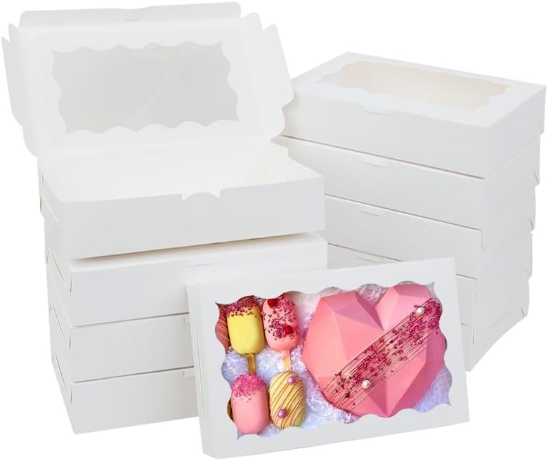 5-20pcs Gift Boxes With Window Birthday Party Chocolate Candy Cookie Gift Packaging Wedding Supplies Baby Shower Christmas Decor (White,10Pcs) - Image 5