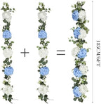 Artificial Hydrangea Flower Garland with Eucalyptus & Baby’s Breath 2PCS 6FT Floral Vines Greenery Garland for Mantel Wedding Arch Table Centerpiece Coastal Home Outdoor Decor (2, Blue & White) - Image 3