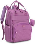 BabbleRoo Diaper Bag Backpack - Baby Essentials Travel Tote - Multi Function Water Resistant Diaper Bag, Travel Essentials Baby Bag with Changing Pad, Stroller Straps & Pacifier Case - Unisex, Purple by BabbleRoo