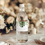 Personalized Water Bottle Labels with Choice of 30 Flower Styles - Choose Font and Pre-Made Phrases or Design Custom Text - LABELS ONLY (006 Palm Leaves, 2 inch (8.5x2")) - Image 2