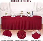 fani 6 Packs Burgundy Stretch Table Skirts for 8 Foot Table - Image 3